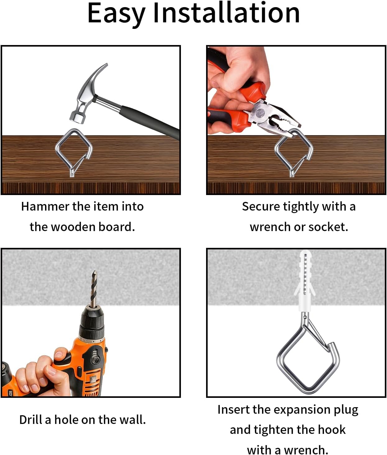 304 Stainless Steel Eye Screw Hooks, Heavy Duty Ceiling Hooks for Hanging Plants, Outdoor String Lights & Christmas Decor, Rustproof Screw in Hooks (304 Stainless Steel, 38PCS)