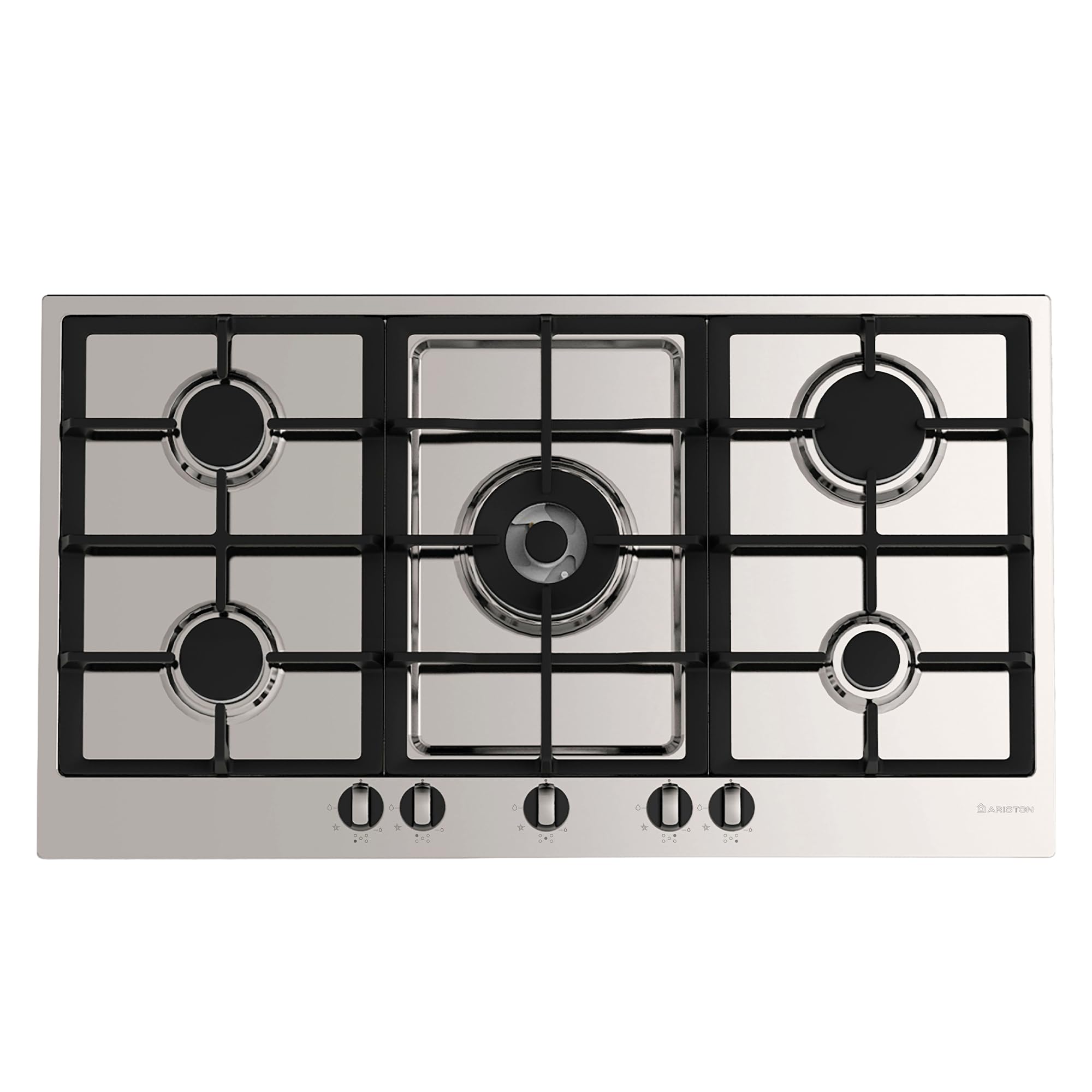 90cm Built-In 5-burner Gas Hob with High Power Wok Burner & Speed Burner, Cast Iron Pan Supports, Step Flame Settings for Mechanical control, Flame Failure Device for Safety, PK951TGH