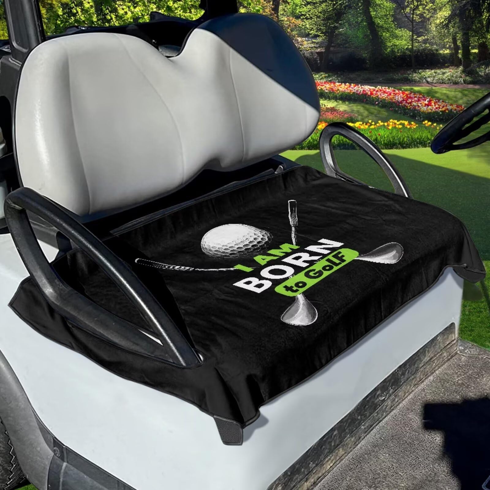 Wanyint Coprisedile per golf cart leggero, accessorio universale per EZGO Yamaha Club Cars e altri golf cart a 2 posti, Born to Golf