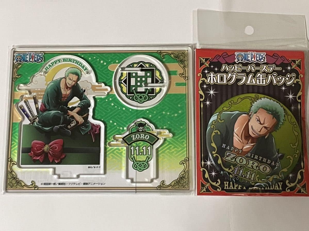 Amazon ワンピース ゾロ 麦わらストア限定 バースデーアクリルアクセサリースタンド ホログラム缶バッジ One Piece アクスタ アイドル 芸能人グッズ 通販