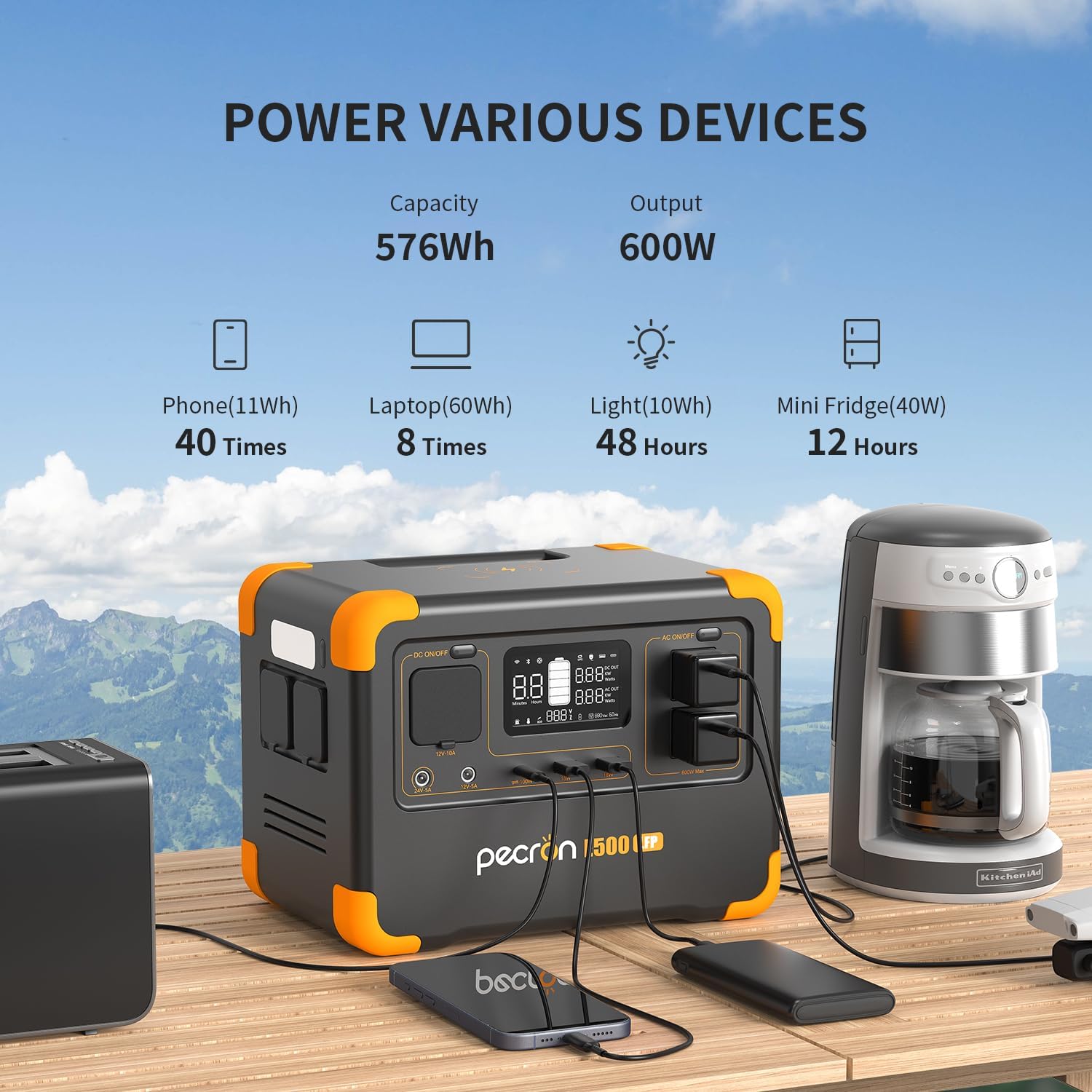 Pecron E500LFP Powering Various Devices