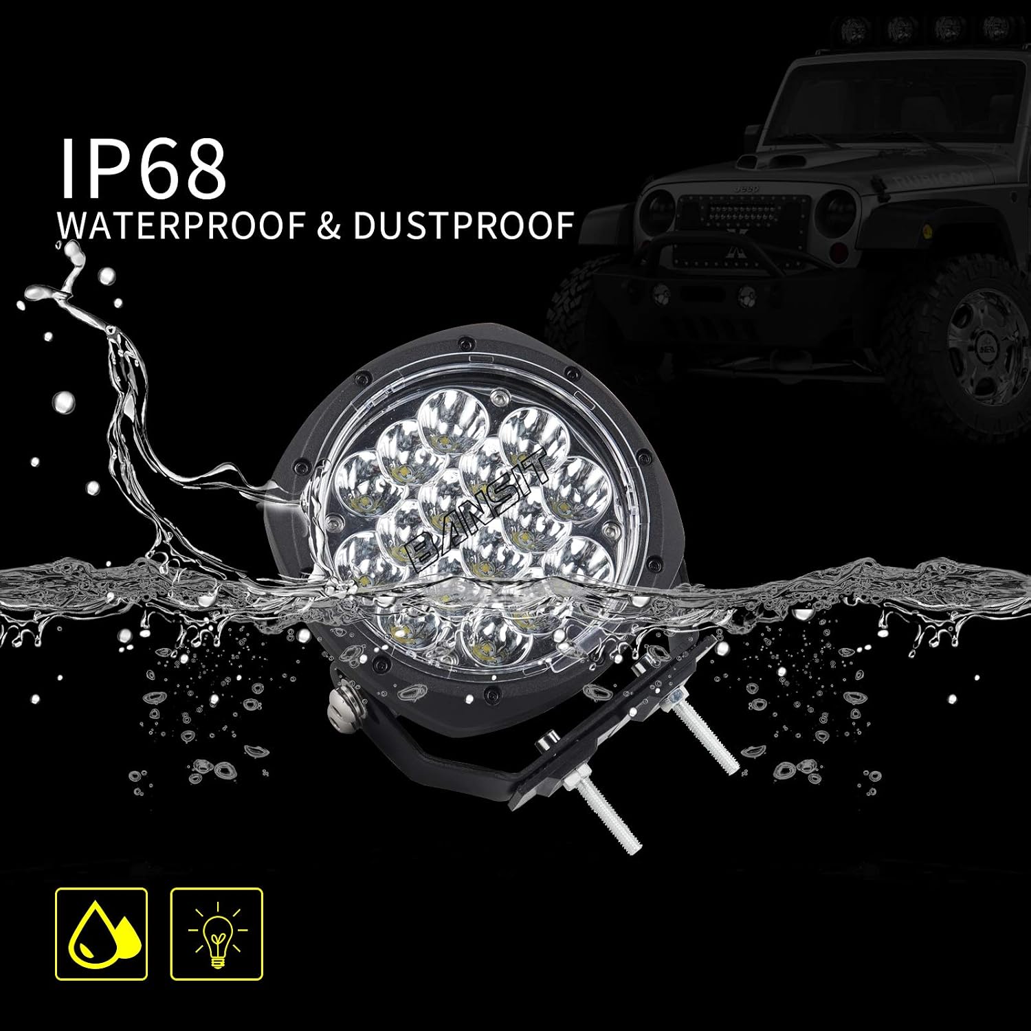 LED Fog Round Lights 2PCS 5 Inch 80W Waterproof Replacement Foglights Driving Fog Lamps Roof Offroad Light Bar for Jeep SUV Truck Hunters
