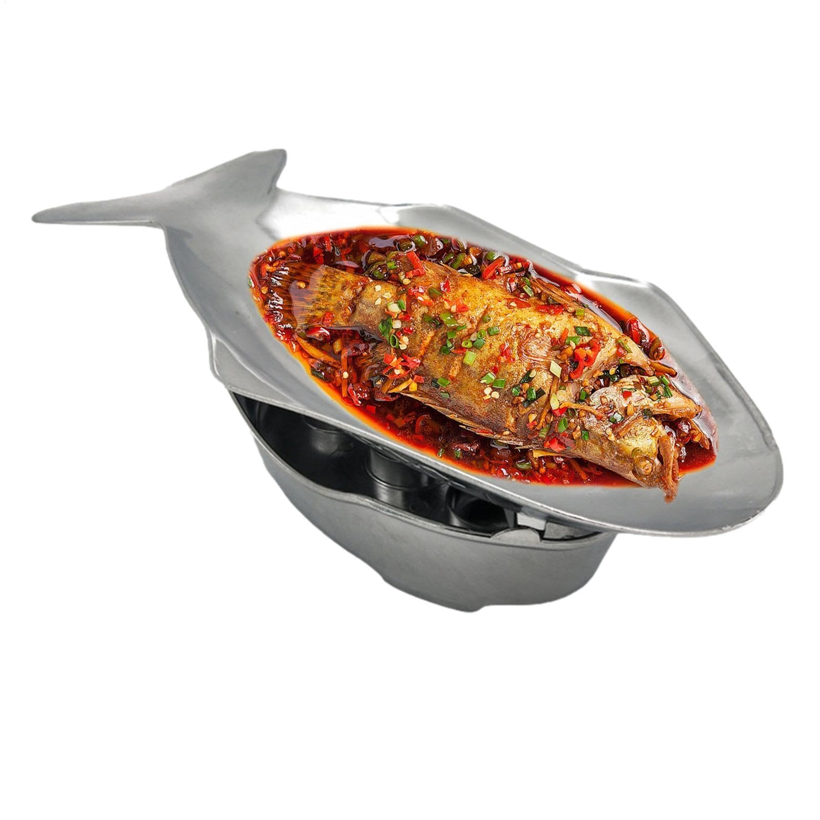 Juego de bandejas de platos de pescado: olla caliente de aluminio para barbacoa, cena familiar, comida callejera asiática, utensilios de cocina versátiles de mariscos para entretenimiento y cocina al