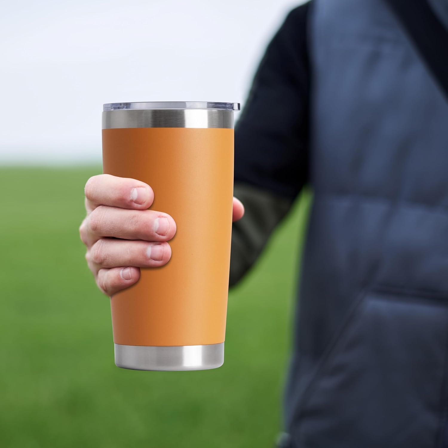 HASLE OUTFITTERS 20oz Stainless Steel Tumblers Bulk, Insulated Travel Cup with Lid, Double Wall Vacuum Coffee Mug for Cold & Hot Drinks 1 Pack, Orange - Image 4