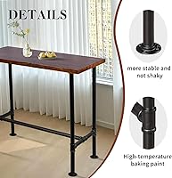 Vista 5 de Diwhy Mesa de comedor de tubería de diseño industrial DIY, mesa de comedor informal para bar, mesa para computadora portátil, estudio moderno, mesa