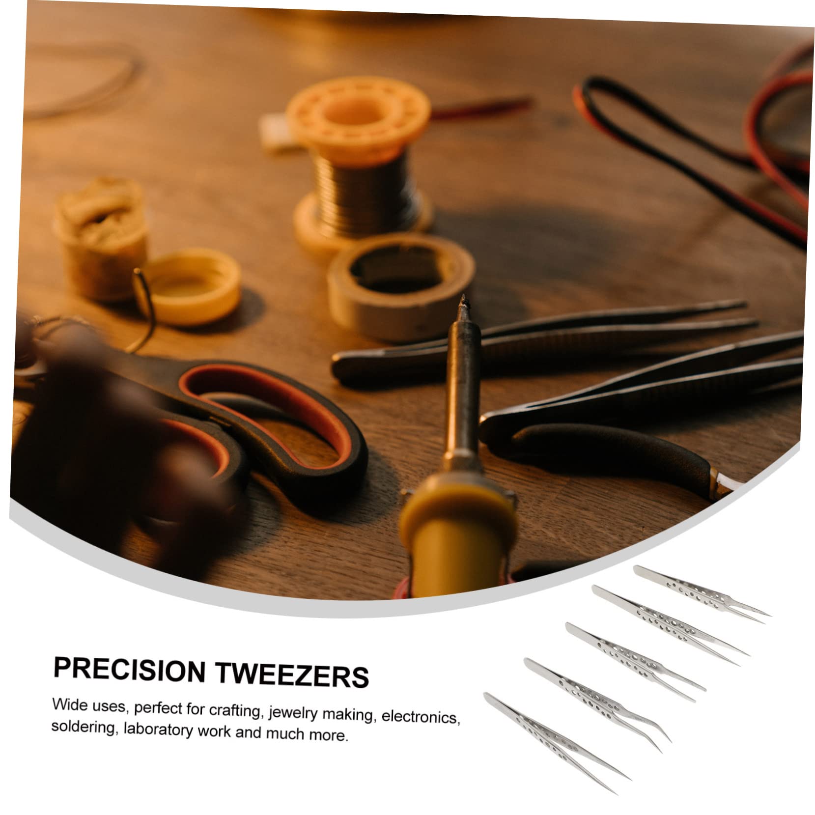 SHINEOFI 3 Set Pinzette Precisione Acciaio Inossidabile Per Hobbistica Riparazioni Elettroniche E Creazioni Con Design Ergonomico Per Massima Precisione E Comfort 5 Pezzi * 3