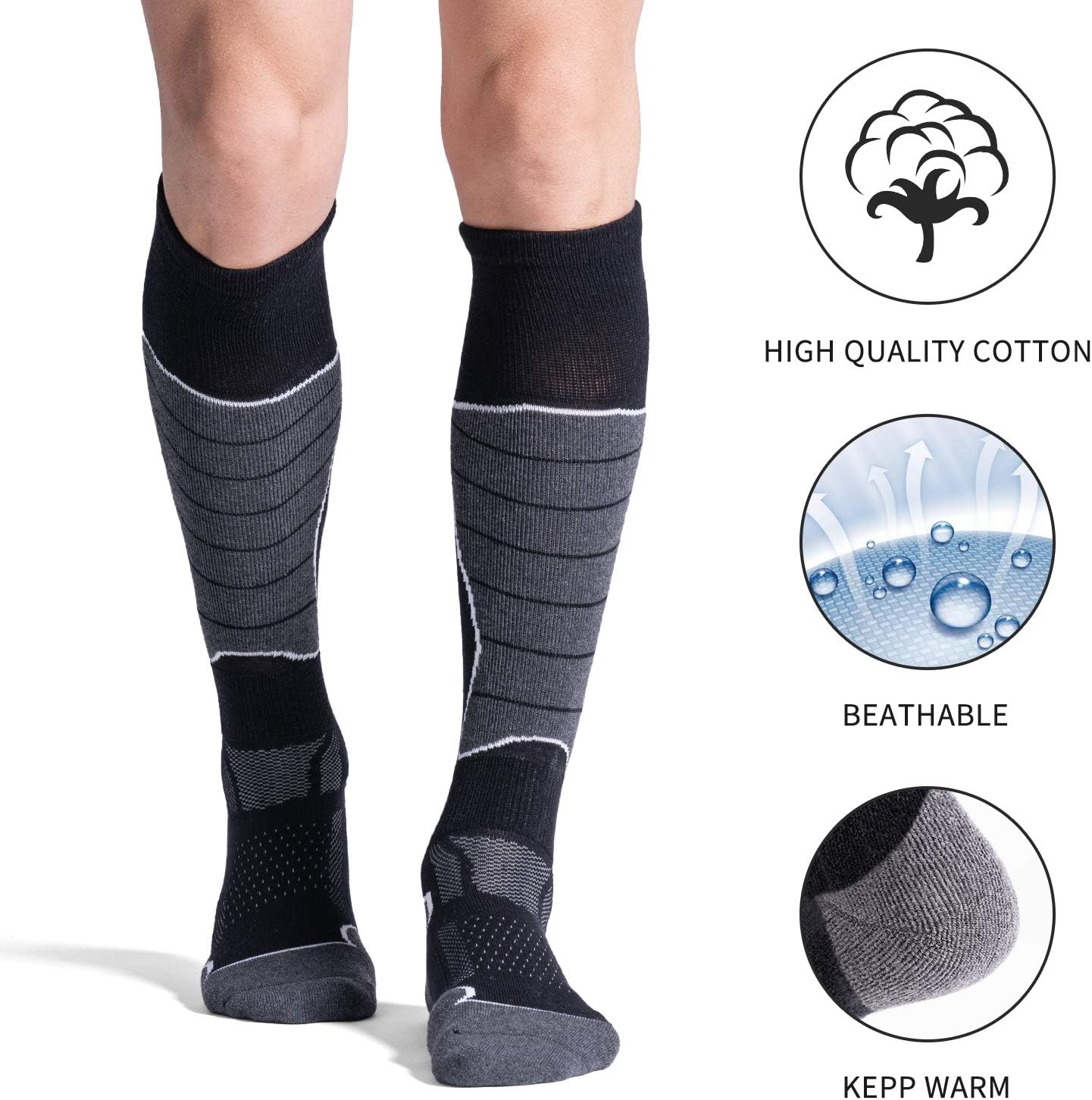 CS CELERSPORT 2/3/4 Pack Ski Socks for Men and Women Skiing, Snowboarding, Winter Performance Socks - Image 4