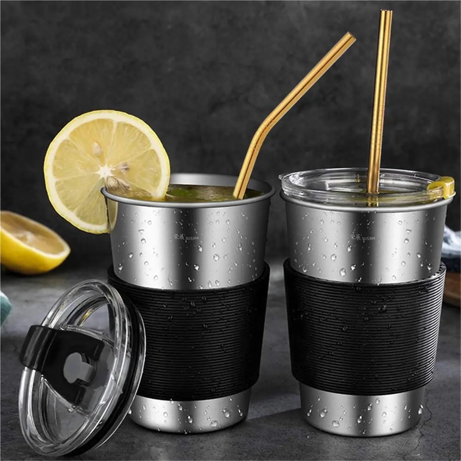 Edelstahl-Strohhalm-Set Set mit 20 bunten, wiederverwendbaren Metallstrohhalmen, Edelstahl-Trinkhalm, Partygeschenk, Barzubehör(10Color Mix Stright)