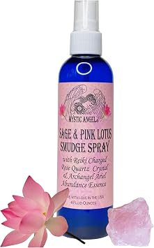 Abundance Smudge Spray with Reiki Charged Rose Quartz Crystal and Archangel Ariel Essence - 4 oz
