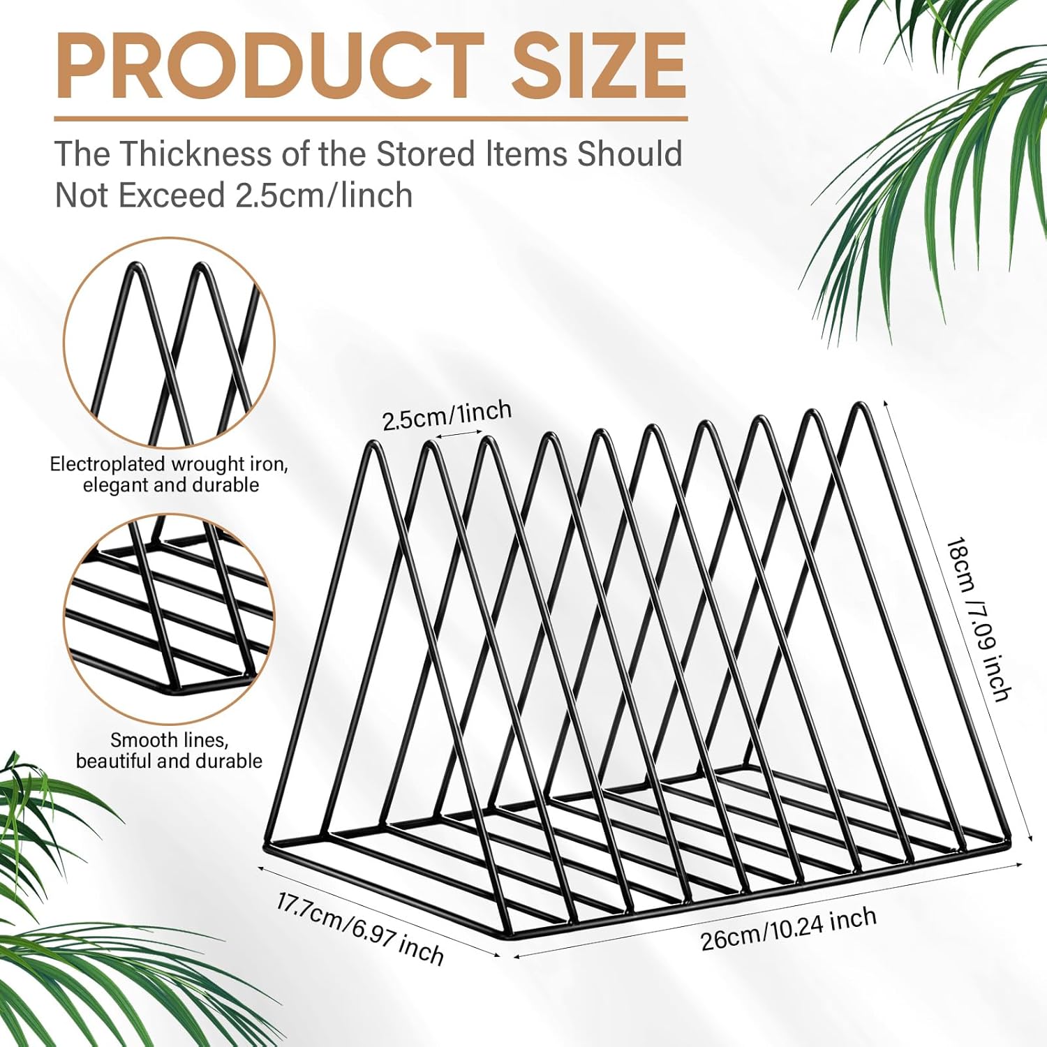 Shimeyao 14 Pieces Magazine Holder Triangle File Holder Metal Book Record Vinyl Storage Rack Multifunction Triangle File Organizer Sorter for Decor Home Office