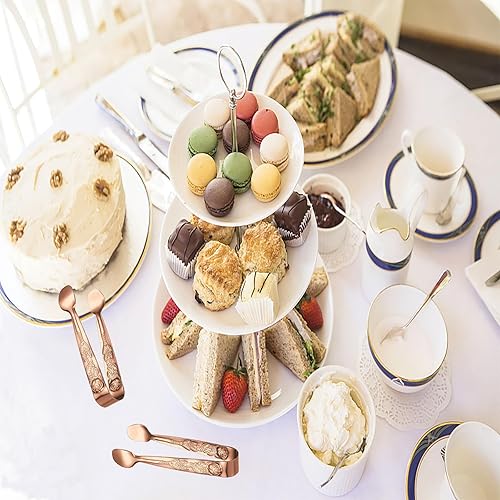 Miniatura 3 de Mini pinzas para servir, 6 pinzas pequeñas de cubo de azúcar rosa, pinzas pequeñas de acero inoxidable para hielo, pinzas de oro rosa de 4 pulgadas