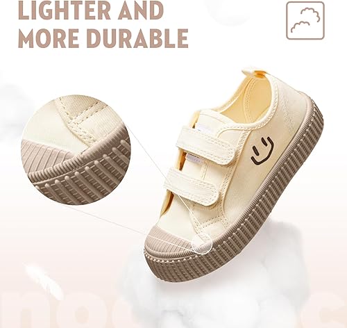 Miniatura 4 de HAPPY NOCNOC - Zapatos para niños y niñas, tenis de lona con doble gancho y bucles con suela de color caramelo
