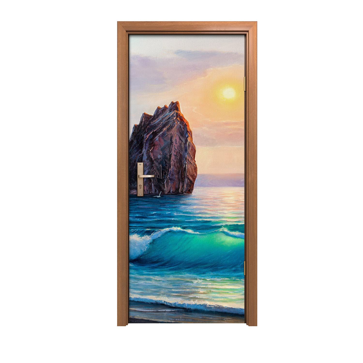 Peinture côte océanique : sticker de porte 80x200 pour agrandir une pièce