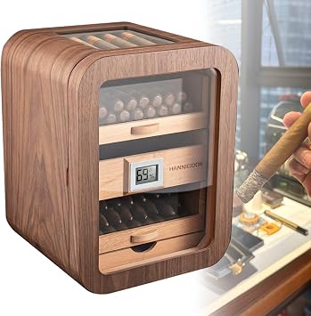 Electric Cigar Humidor,Cedar Wood Cigar Humidor Cabinet 4 Layer, Cabinet for 110 Cigars Contain Humidifier Digital Hygrometer,Luxury Gift for Cigar LoversBrown,WithSunroof