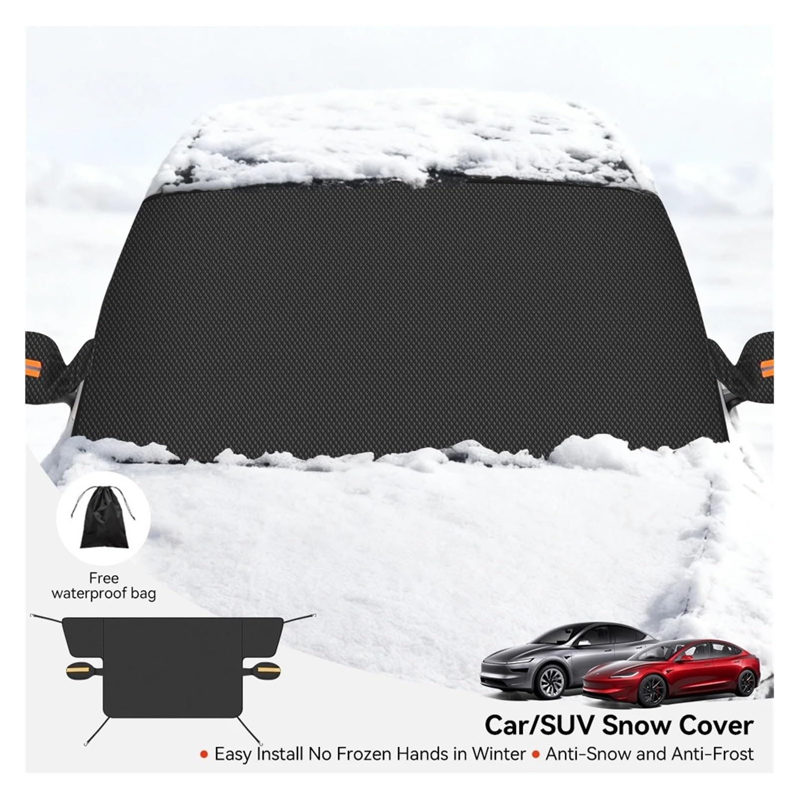Frontscheibenabdeckung YZ Winter-Auto-Frontscheibenabdeckung Mit Reflektierenden Streifen Schneedecke Wasserdicht Frostschutz Autoabdeckung Winter Vollgarage Auto(Aluminum Foil L)