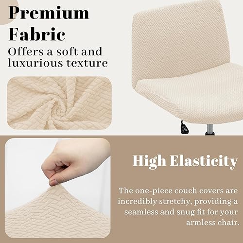 Miniatura 3 de Dimatic Fundas para Silla de Oficina sin Brazos Criss Cross Funda Ancha para Silla de Escritorio Funda Deslizable Elástica de Jacquard Silla