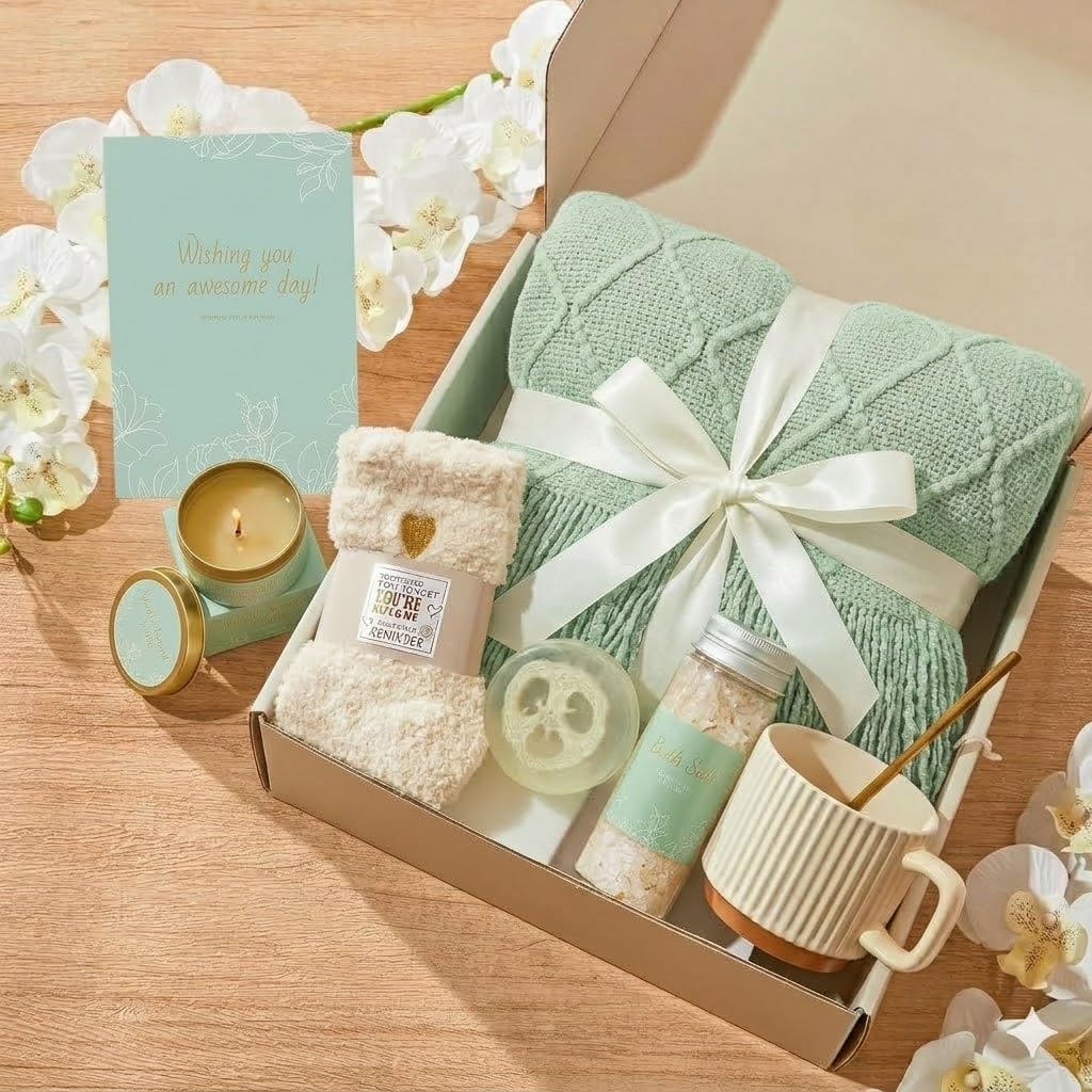 Get Well Soon Gift Basket – Feel Better for Postpartum Moms, Self Care Care Package, Birthday Thinking of You Box, Encouraging New Mom Gift for Her