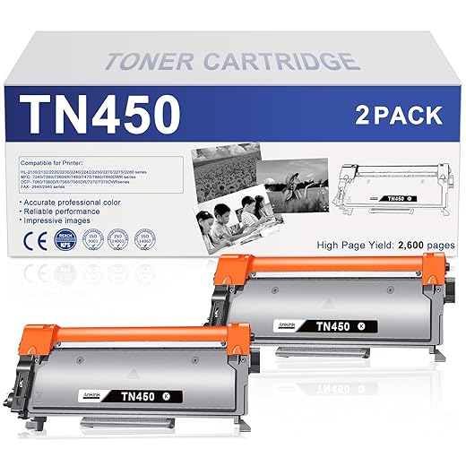 ANKINK TN450 TN420 High Yield Toner Cartridge Replacement for Brother TN-450 420 for HL-2270DW 2280DW 2230 2270DW 2280DW MFC-7360N 7460DN 7860DW DCP-7065DN Intellifax 2840 2940 Laser Printer,2 Black