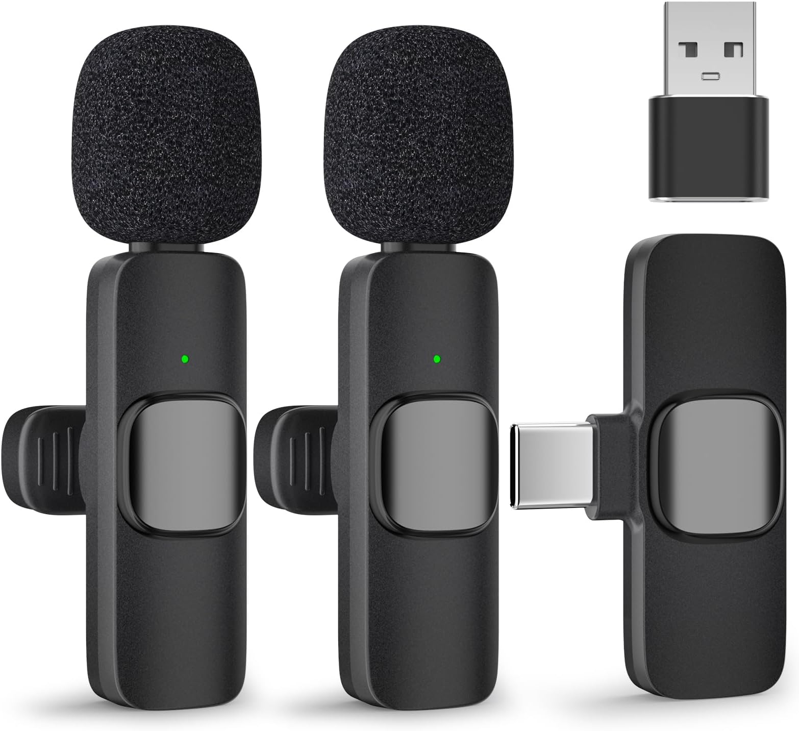 KMAG Mini Wireless Lavalier Microphones for iPhone 15 Android Phone Laptop Computer USB C Small Wireless Microphone for Video Recording Vlogging TikTok YouTube with an Extra USB Adapter