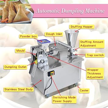 Automatic Commercial Dumpling Machine,Samosa Maker,Empanadas Making Machine,4800pcs/h,Machine come with 1 free mold,Dumpling Maker for Samosa,Ravioli,Spring Roll,Enoabadas,Pelmeni