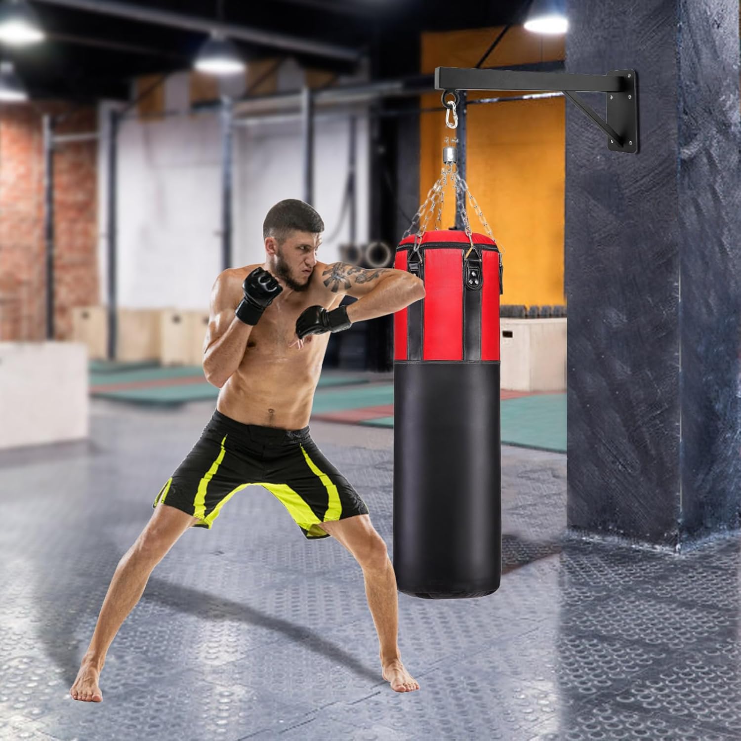 Punch Bag Bracket, Heavy Duty Steel Boxing Bag Hanger Wall Mount Hanging Sandbag Stand for Home Gym Excersice Fitness Training