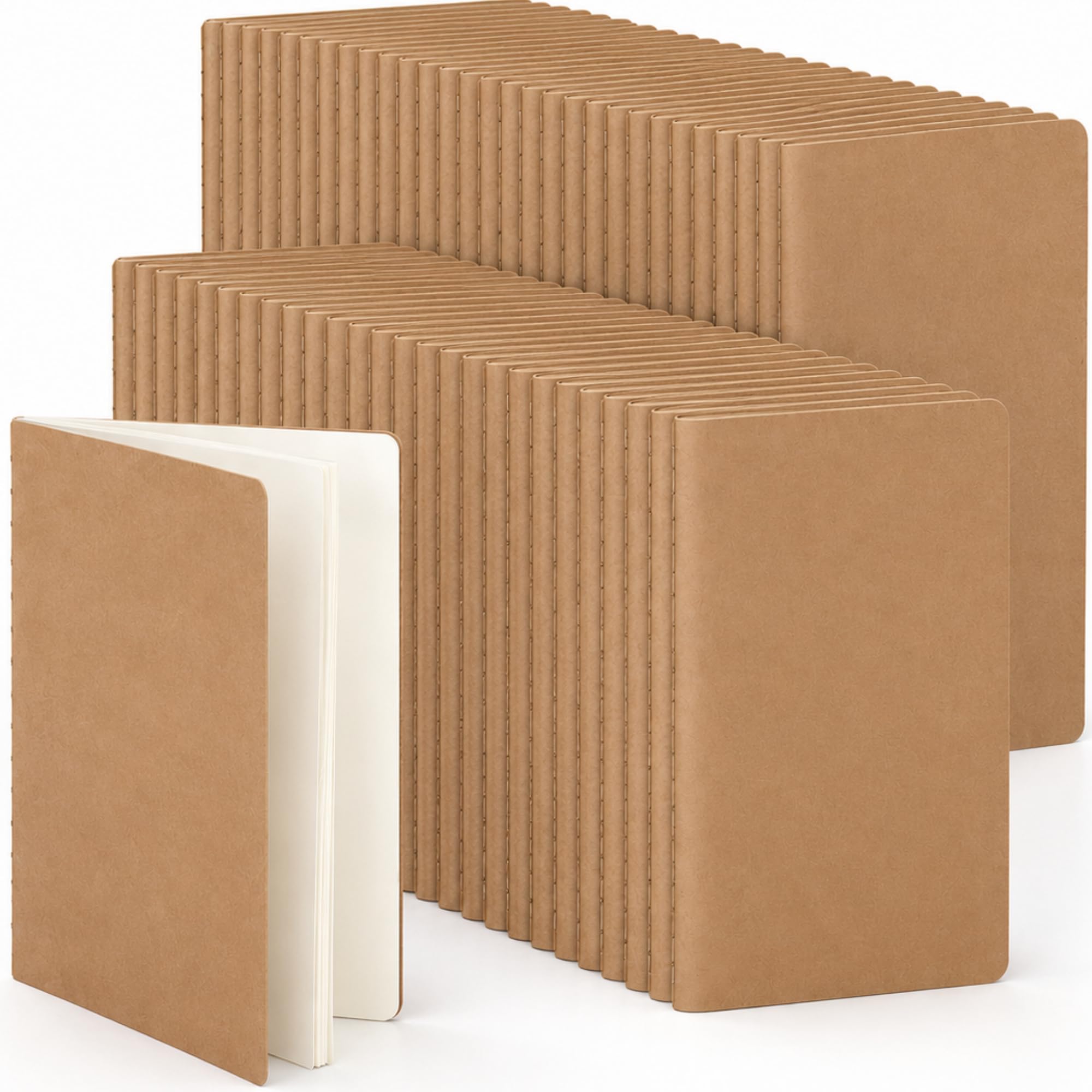 Sepamoon Lot de 150 carnets de notes en papier kraft de 14 x 10 cm à couverture souple pour enfants, étudiants, écriture, croquis, journal de voyage, bureau avec 48 pages et 24 feuilles (marron