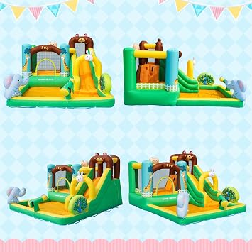 Inflatable Water Slide, Bounce House for Kids Ages 3-6, Inflatable Water Park with Splash Pool, Jump House with Water Slide, Bouncing Castle for Wet & Dry