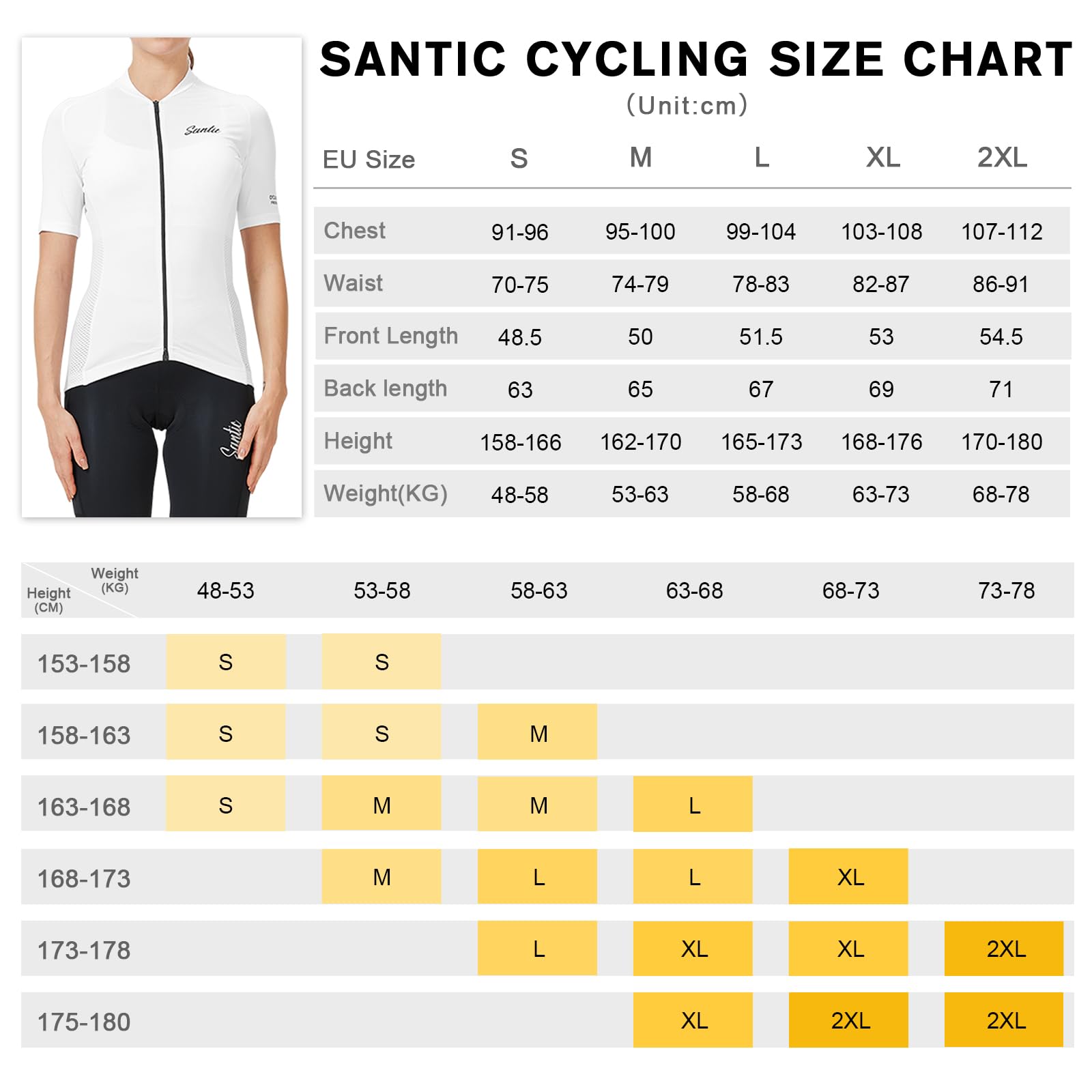 Santic Maillot Ciclismo Mujer Chaqueta Ciclismo Manga Corta Verano Camiseta Ciclismo Transpirable Secado rápido Reflectante Tops Ciclismo UPF50+
