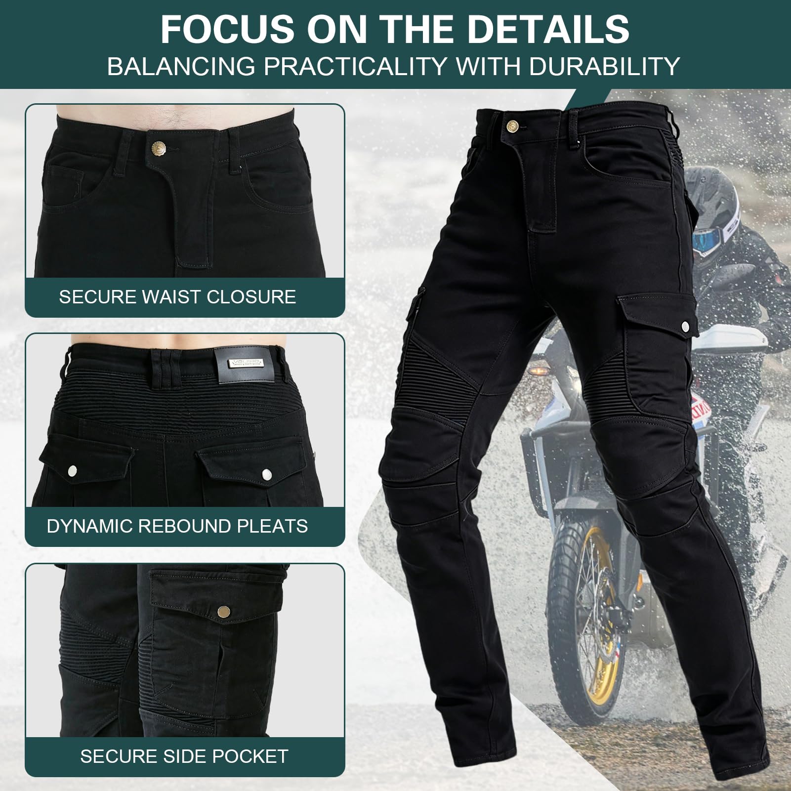 Uomo Pantaloni da Moto, Motorcycle Pantaloni, Jeans per Motociclismo,