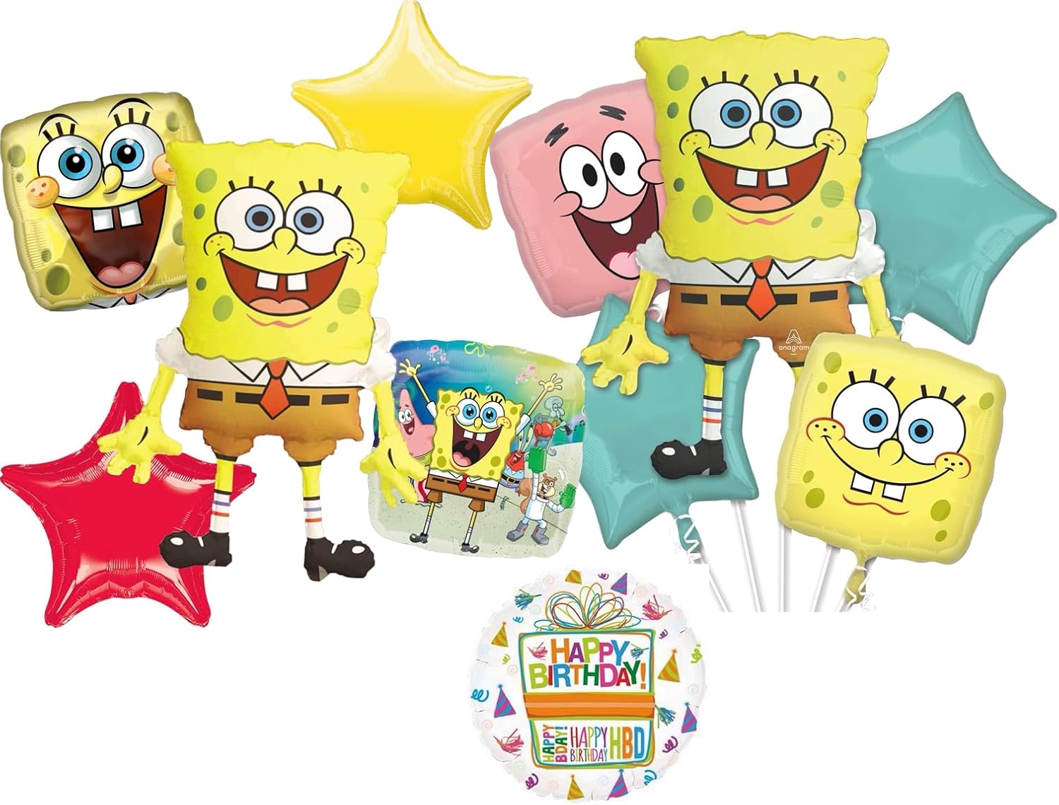 Spongebob's Birthday Party Supplies Ultimate 11pc Balloon Bouquet Decorations