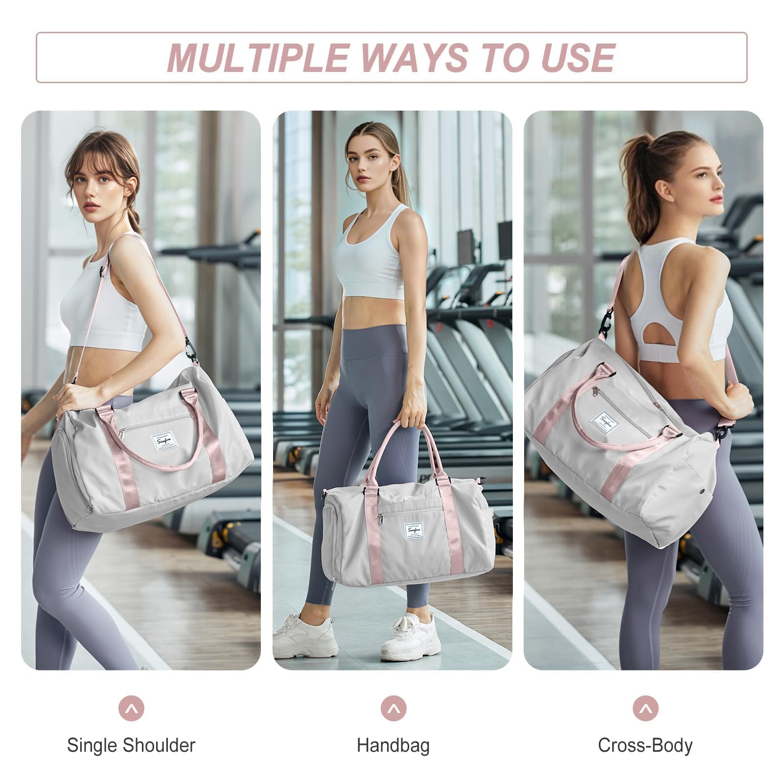 Bolsa Gimnasio Deportiva Mujer Hombre Grande con Compartimento Zapatos Bolsillo Húmedo Sports Gym Bag