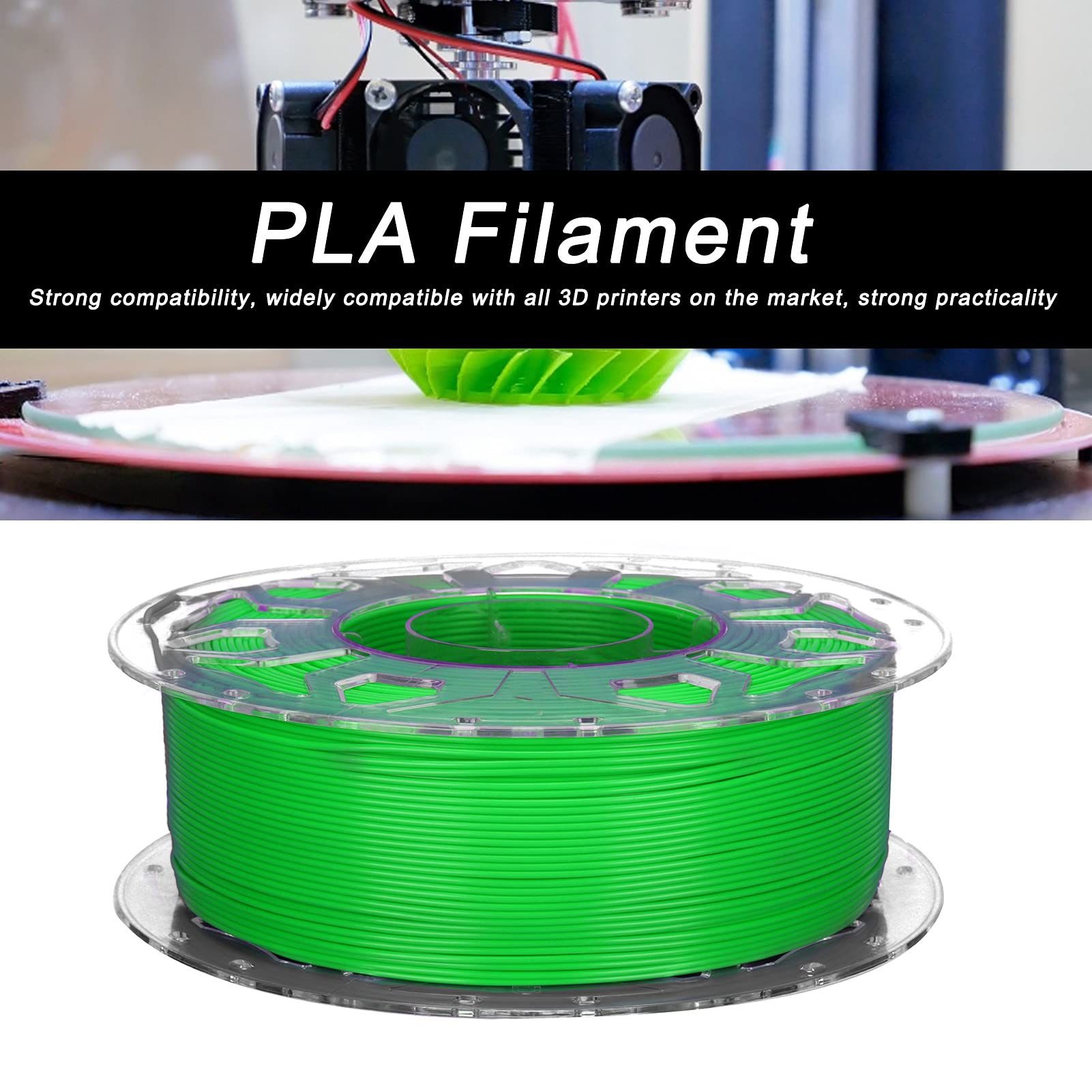 Filament PLA do drukarki 3D, niski kurczliwość, wysoka wytrzymałość, 1,75 mm, akcesoria do drukowania, akcesoria kompatybilne z drukarkami 3D (zielony)
