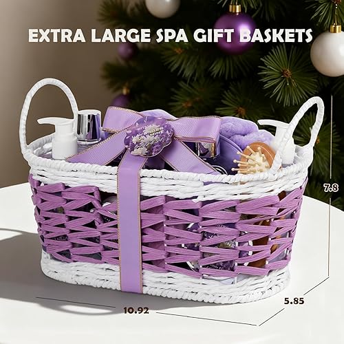Miniatura 7 de Juego de regalo de lujo de 24 piezas para el cuerpo para mujeres, juego de cesta de regalo de spa, regalos de spa casero de lavanda para mujeres con