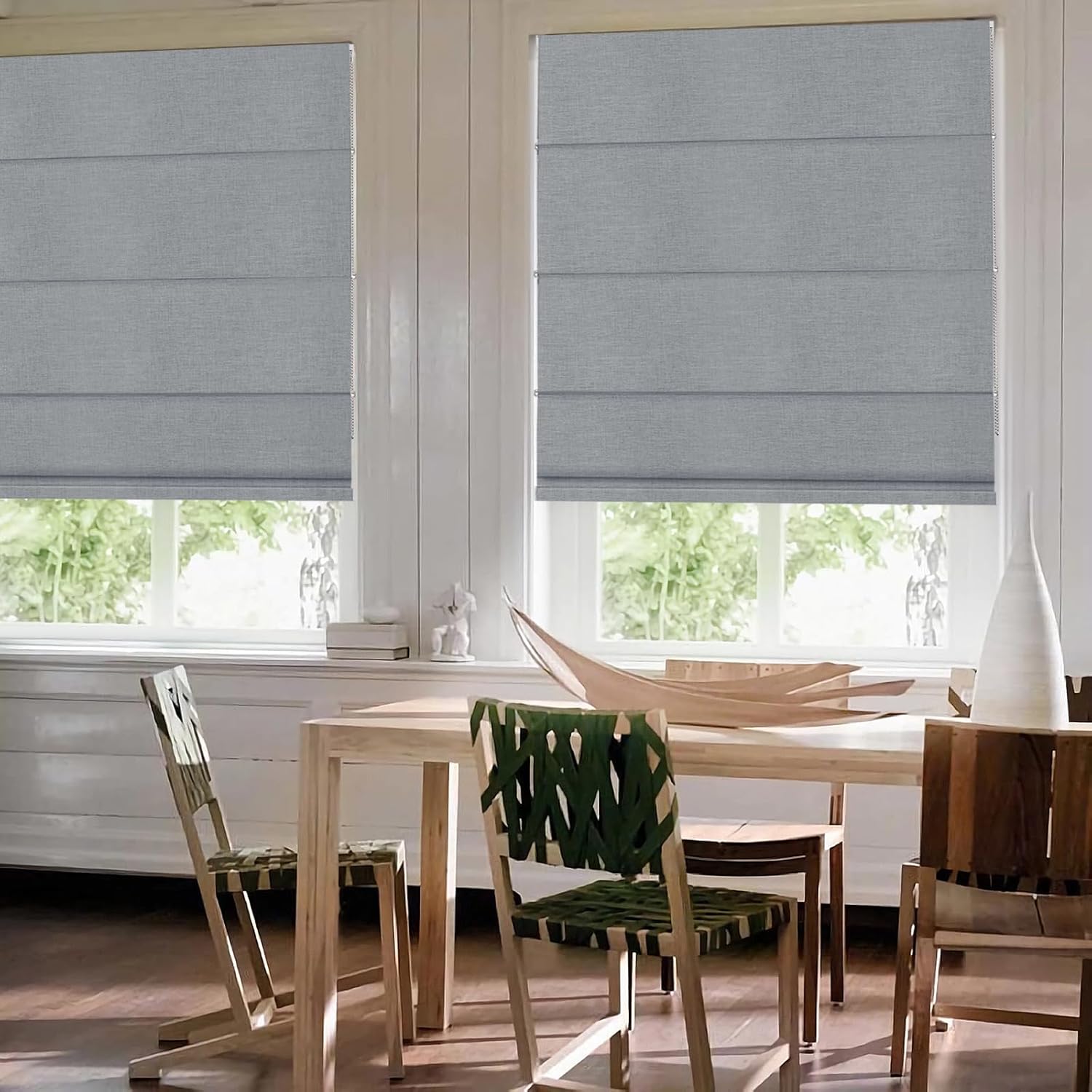 Roman Shades for Windows, 100% Black Out Thermal Insulated Heat Blocking Room Darkening Window Blinds for Home Living Room Decor,Blackout Dark Grey 94" W x 48" H