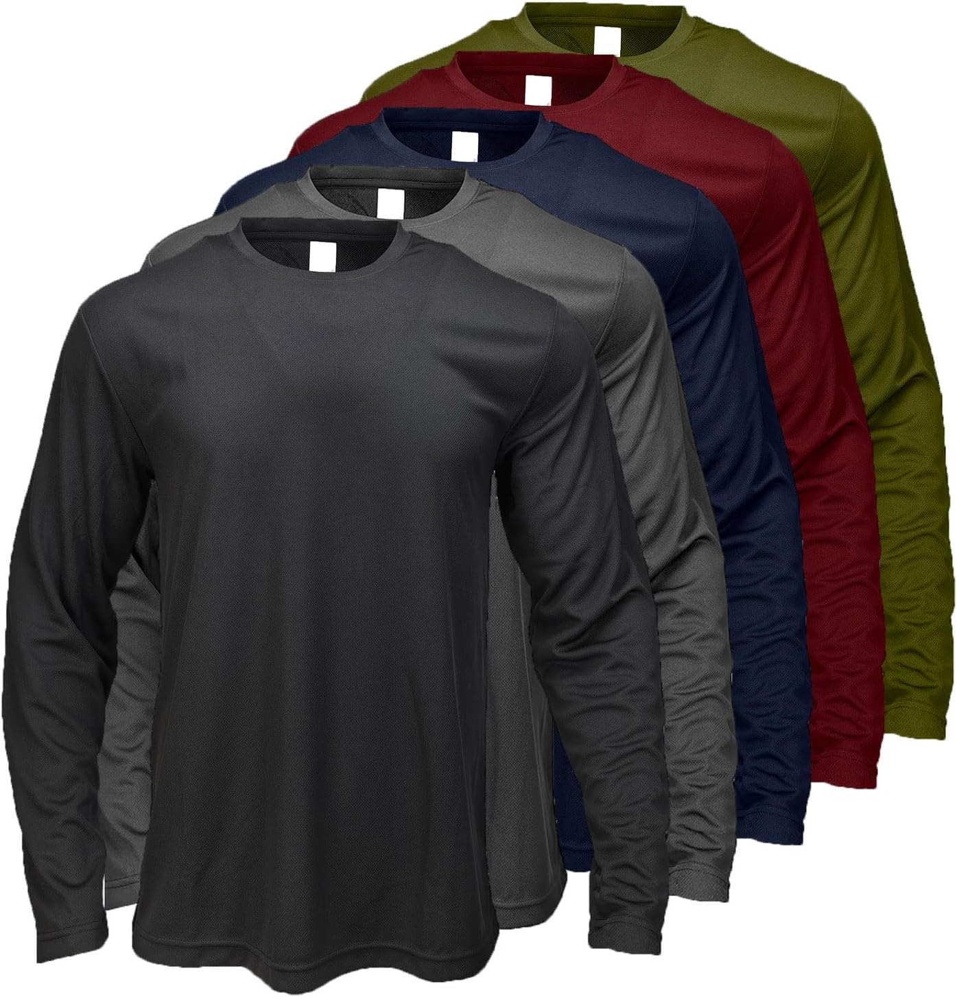 5 Pack Men's Activewear T-Shirts Quick Dry Long Sleeve Work Tees Moisture Wicking Running Clothing