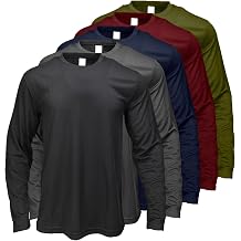5 Pack Mens Long Sleeve T Shirts Sun Protection Athletic Quick Dry Work Tee