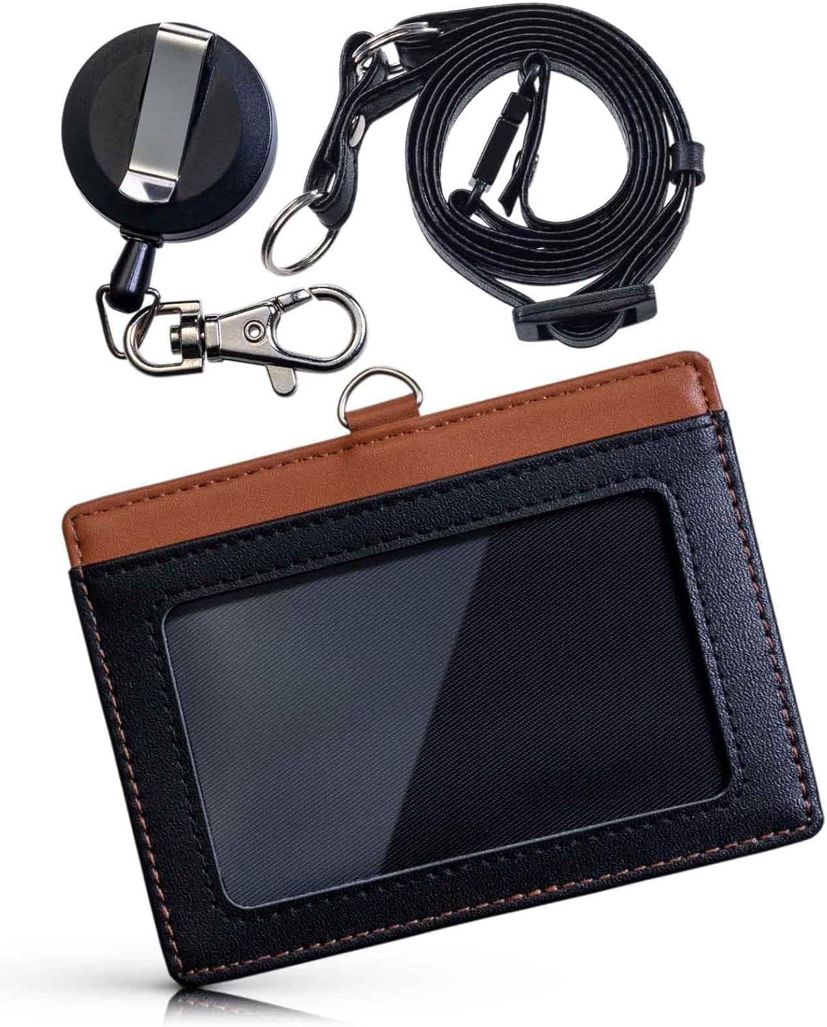 Amazon | id カード ホルダ 厳選 牛革 クリップ 付き 伸縮 リール パス