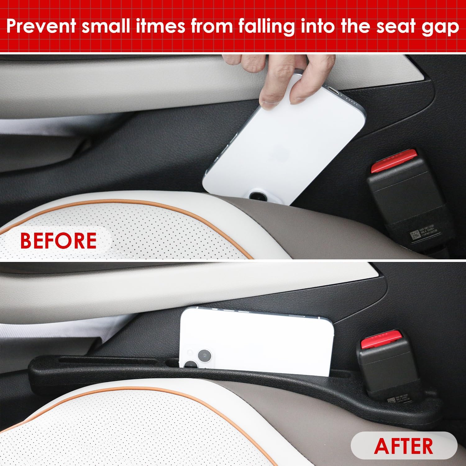 1800 Amp Jump Starter with Air Compressor, 20000 mAh 12V Auto Lead-Acid Battery Booster and 2 Pack Car Seat Gap Filler Organizer