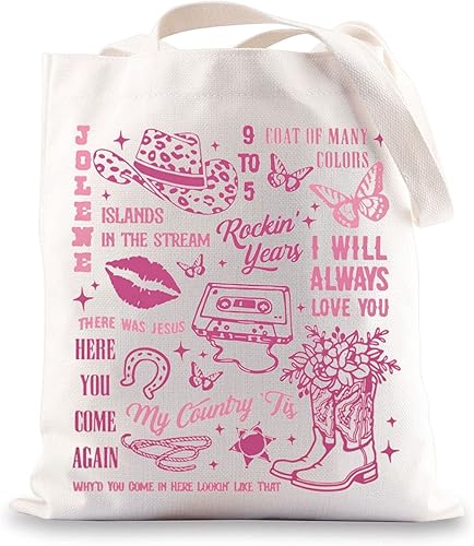 BWWKTOP Bolsa de lona de canción de campo, regalo para amantes de la música country, álbum de campo, bolsa de hombro, mercancía para festivales de