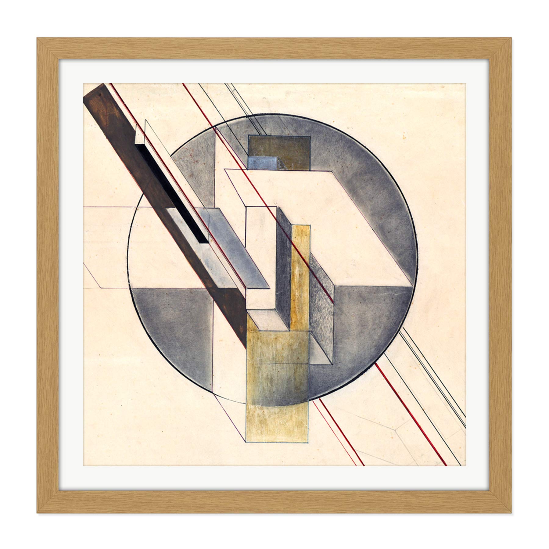 Klucis Construction Constructivist Painting Square Wooden Framed Wall Art Print Picture 16X16 Inch