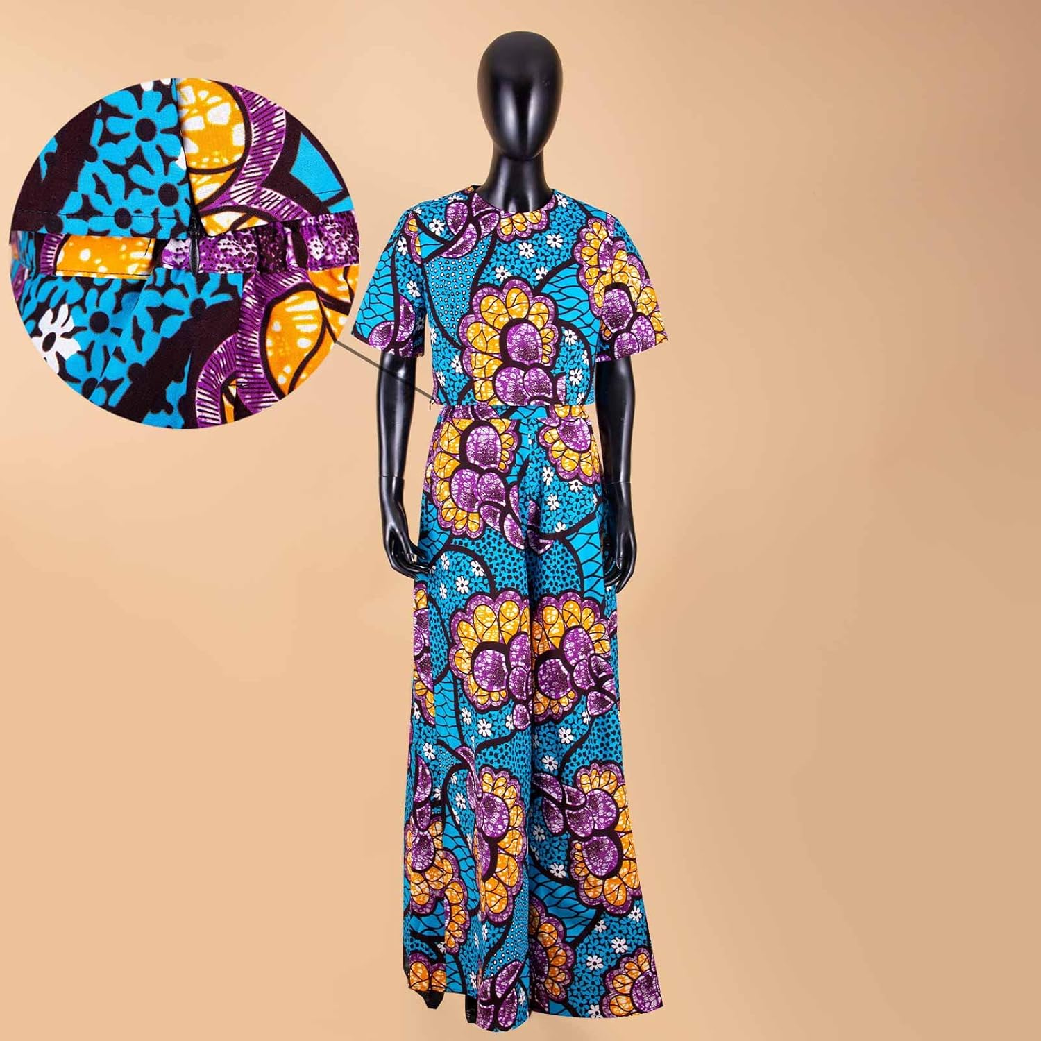 African Suits for Women Short Sleeve Crop Top and Pants 2 Piece Set Outfits Dashiki Plus Size Casual Tracksuit - Image 2