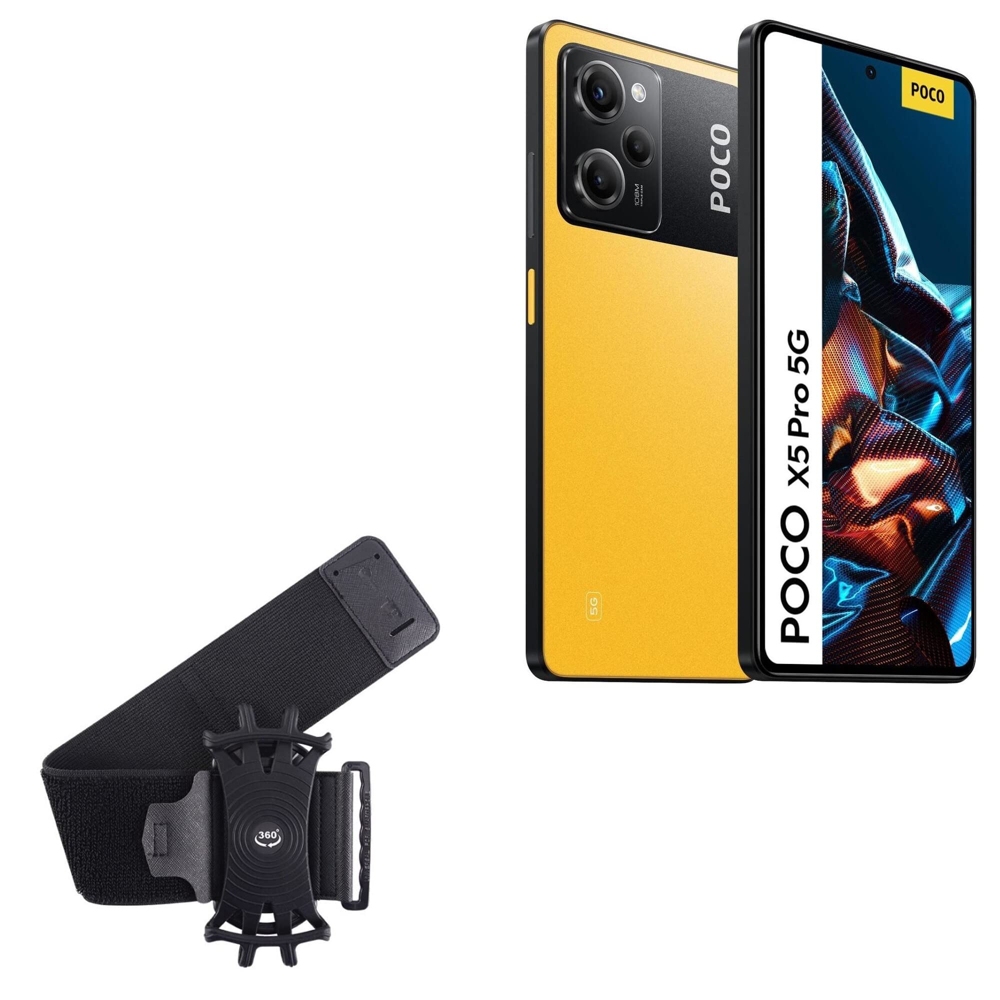 BoxWave Holster Compatible with Xiaomi Poco X5 - ActiveStretch Sport Armband, Adjustable Armband for Workout and Running - Jet Black