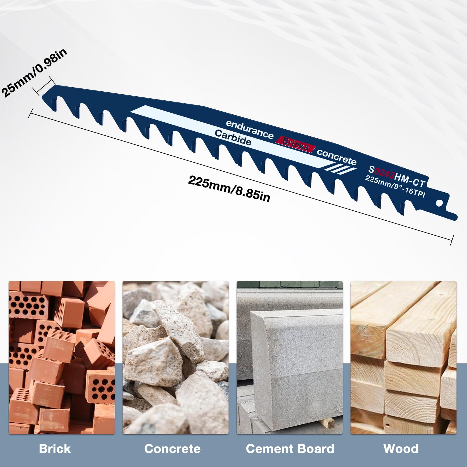 Lames Scie Sabre Carbure 455 Mm - Professionnelles Pour Béton, Brique, Bois, Métal - Compatibles Bosch, Makita, Milwaukee…