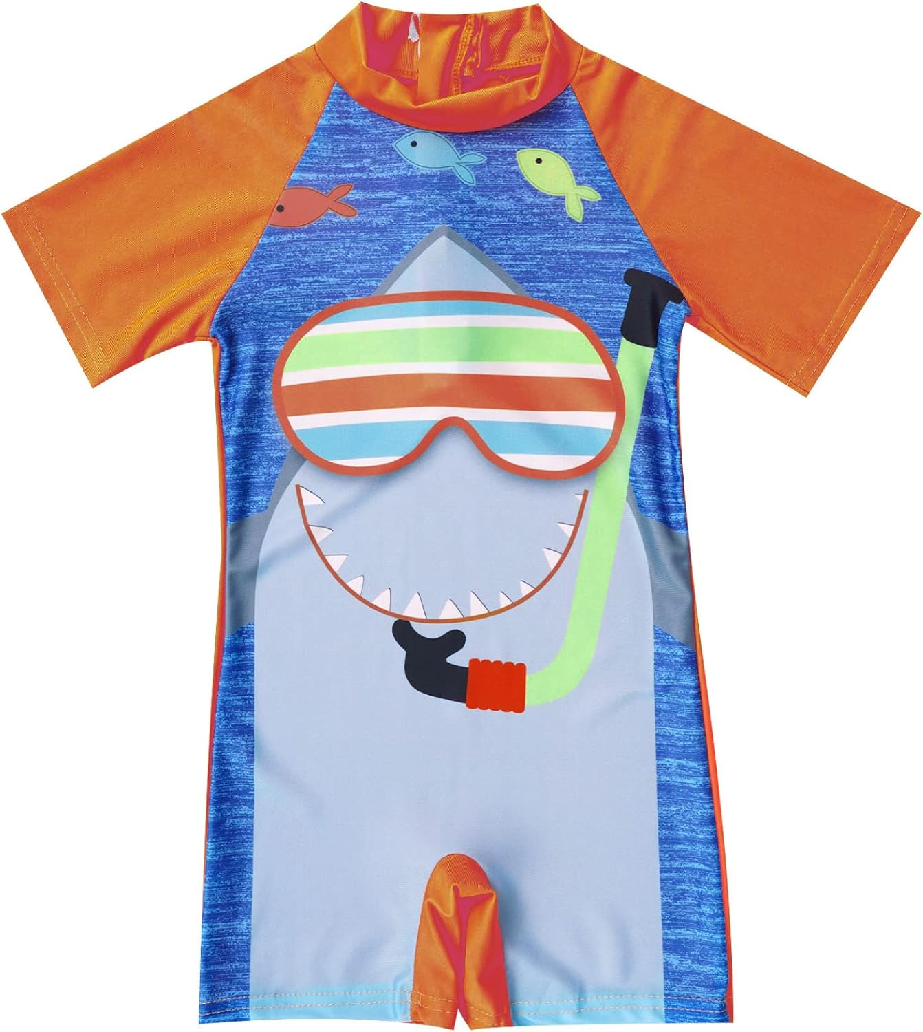 Boys Mock Short Sleeve Zip Back One Piece Wetsuit Surf Rashguard Shirts Athletic Swimsuit