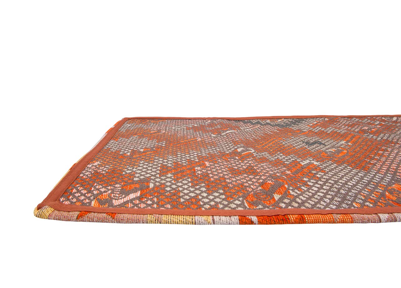 BIANCHERIAWEB Suardi - Lot de 2 tapis d'ameublement antidérapant pour chambre salon, motif abstrait, géométrique, 65 x 110, orange