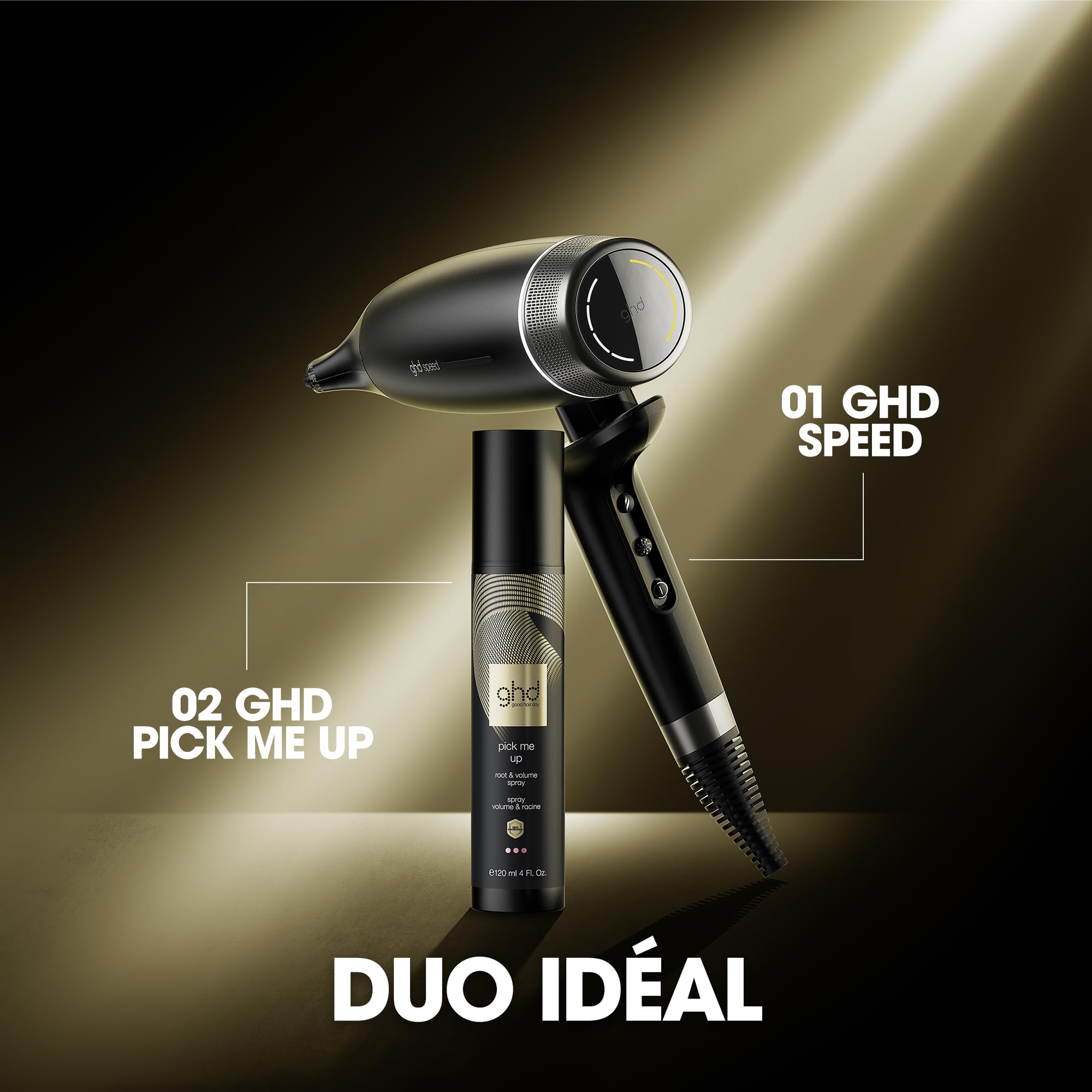 ghd - Sèche-cheveux ghd Speed - Seche cheveux professionnel (Noir mat) - Ultra-rapide, séchage puissant avec contrôle, sans dommage thermique, frais en racine/au toucher - Recommandé par les coiffeurs
