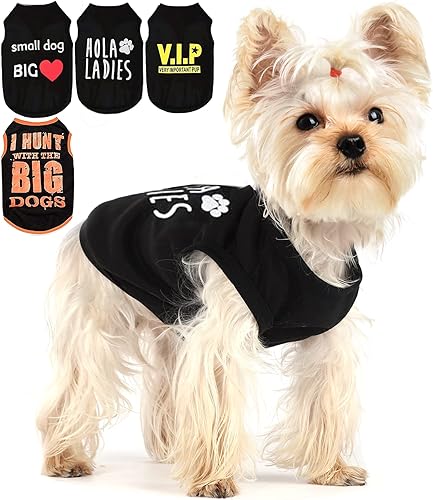 Yikeyo Juego de 4 camisas para cachorros para perros pequeños ropa para chihuahua yorkies camisetas lindas trajes de mascotas ropa de gato XS  L