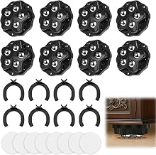 8 Heavy Duty Castor Wheels Adhesive Wheels Furniture Moving Furniture Black | Heavy Duty 360° Castor with Brake, 5 Steel Balls Per Caster for Easy Moving Sofa, Cabinet, Coffee Maker