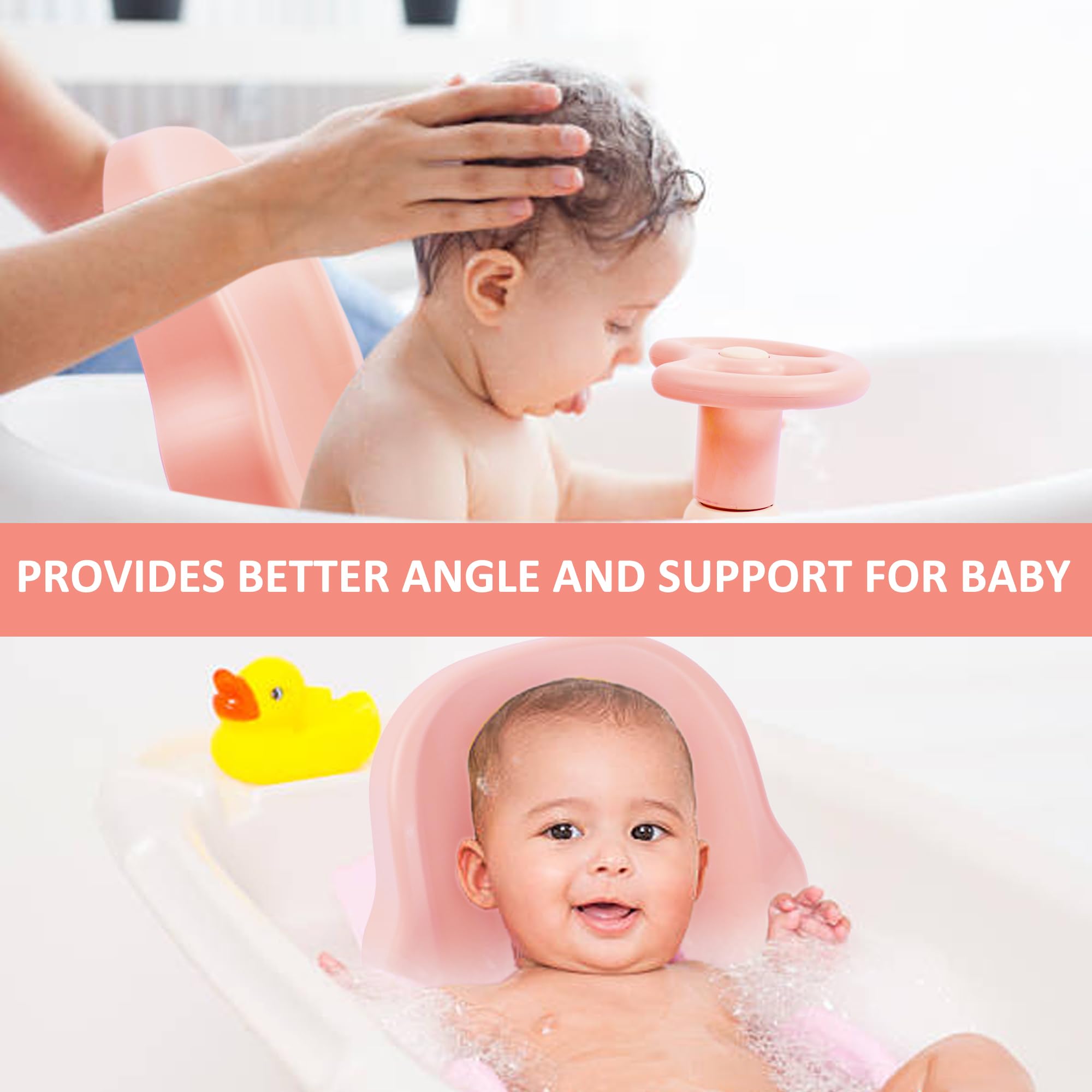 Baby Bath Seat,Infants Bathtub Seat for Sit-up,Baby Shower Chair Toddler Shower Chair for Babies 6 Months with 4 Secure Suction Cups,Adjustable Backrest Support (Pink)