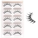 Veleasha Manga Lashes Spiky False Eyelashes 100% Handmade Eyelashes Natural Look Fake Lashes Lightweight Lashes with Soft Clear Band 5 Pairs Pack (009)